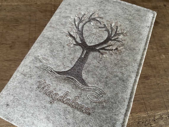 Hymnal cover made of wool felt - tree, fish - felt cover, cover for hymnal for communion