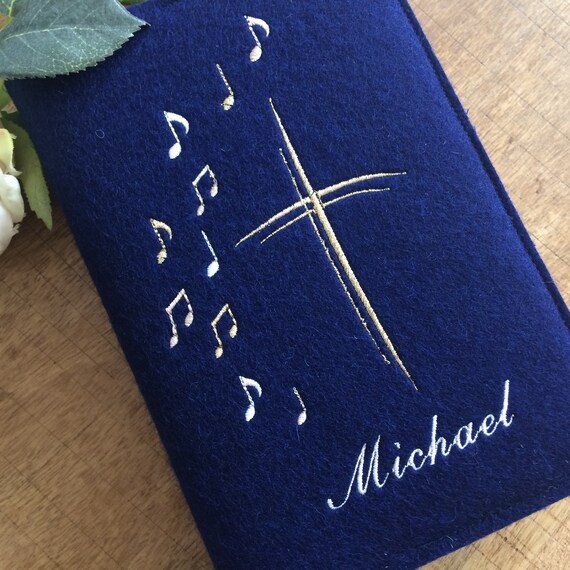 Hymnal cover made of wool felt - sheet music - cover for hymnal for communion, felt cover, cross
