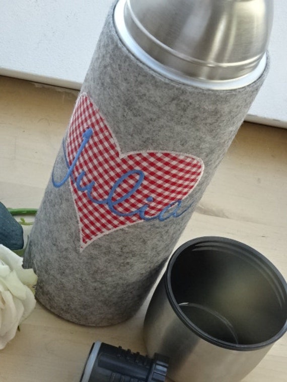 Thermos flask - wool felt - heart