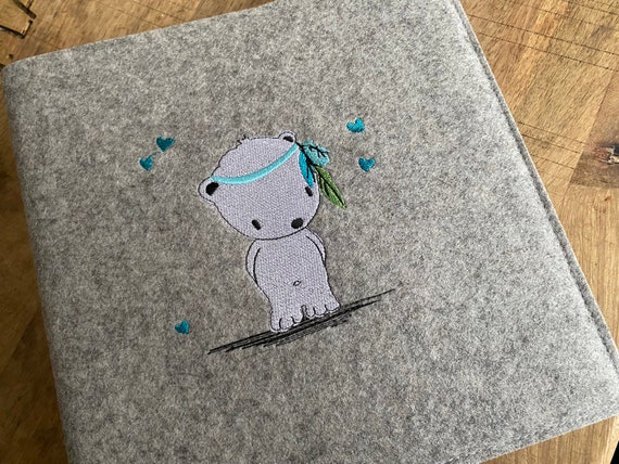 Photo album "Little Polar Bear" - 100% wool felt - album for birth, baby album