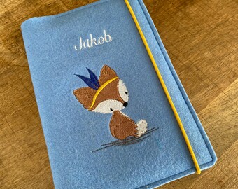 U-book cover made of wool felt - little fox, U-book cover, felt cover for examination booklet, cover U-book
