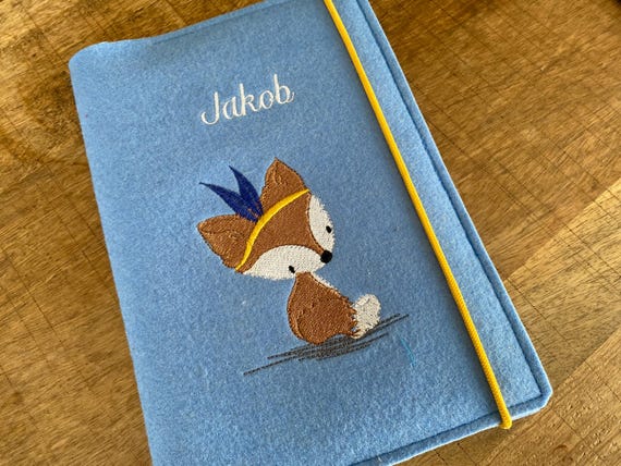 U-book cover made of wool felt - little fox, U-book cover, felt cover for examination booklet, cover U-book