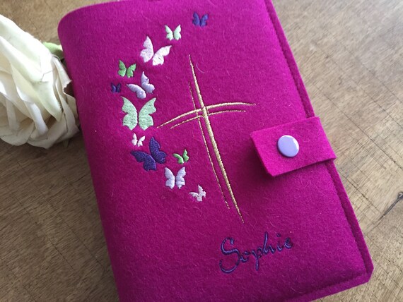 Hymn cover made of wool felt - butterflies