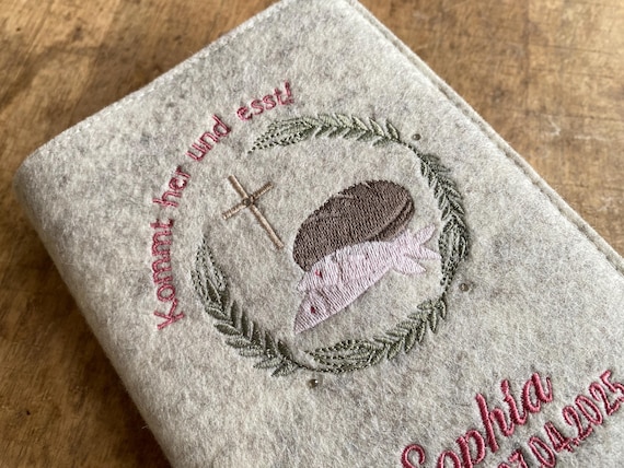 Hymn book cover made of felt - Come and eat! - Felt cover, cover for hymn book for communion