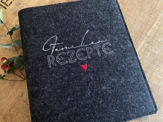 Recipe folder - family recipes - Din A5 or Din A4 - folder for recipes, wedding gift, personalized recipe book, cookbook, heart