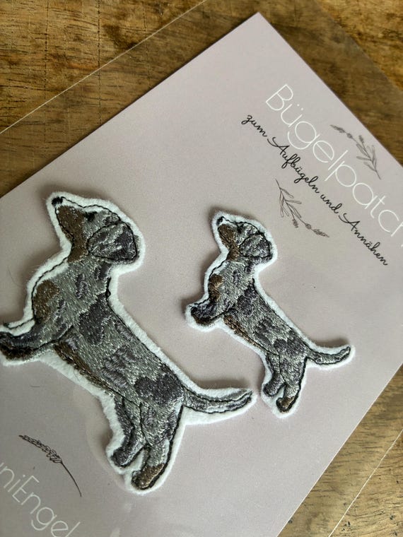 Bügelpatch Dackel, verschiedene Größen, Aufnäher gestickt für Kinder & Erwachsene, Patch für Hundeliebhaber, Bügelbild Dachshund