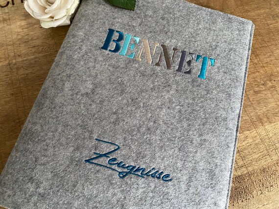 Certificate folder with name - 100% wool felt - for boys and girls, folder for certificates