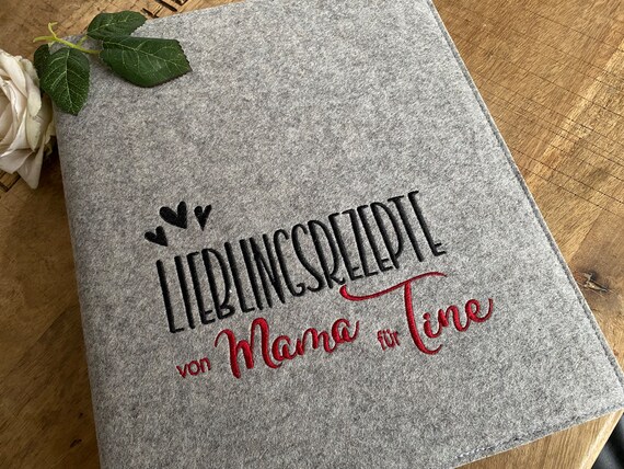 Recipe folder with hearts - favorite recipes - Din A5 or Din A4 - free choice of color - folder for recipes, wedding gift, recipe book