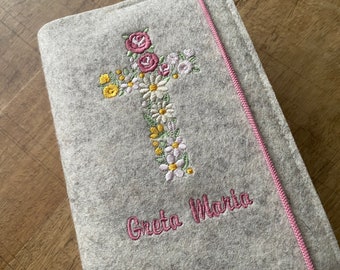 God's praise cover made of wool felt - floral cross - flower cross, flower cross, God's praise cover girl