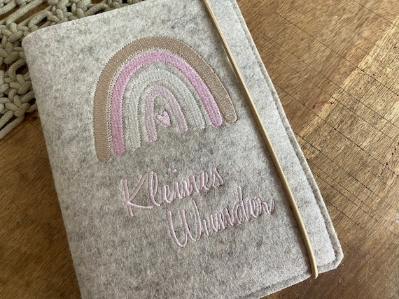 Maternity Pass Cover - Rainbow Pastel - Cover for Maternity Pass, Cover Made of Wool Felt, Felt Cover, Heart, Little Miracle