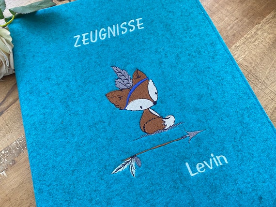 Certificate folder - cute fox - folder with cover for certificates, document folder, back to school, gift for starting school, forest friends, boho
