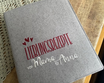 Recipe binder with hearts - favorite recipes - A5 or A4 - choice of color - recipe binder, wedding gift, recipe book