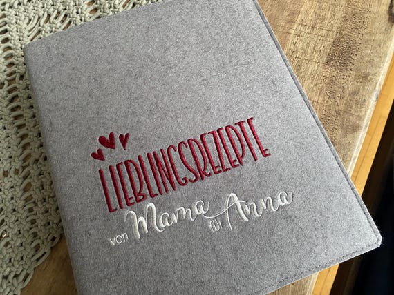 Recipe folder with hearts - favorite recipes - Din A5 or Din A4 - free color choice - folder for recipes, wedding gift, recipe book