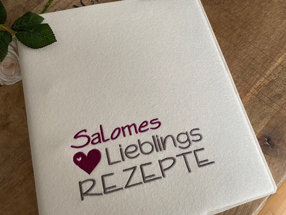 Recipe folder with heart - personalizable - favorite recipes - Din A5 or Din A4 - folder for recipes, wedding gift