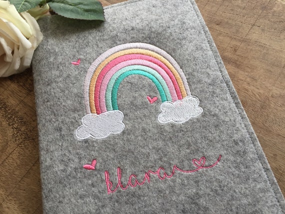 U-book cover made of wool felt - rainbow pastel, U-book cover, felt cover for examination booklet, cover U-book