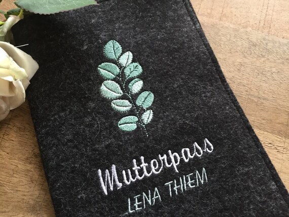 Maternity Pass Cover - Eucalyptus - Cover for maternity pass, cover made of wool felt, felt cover