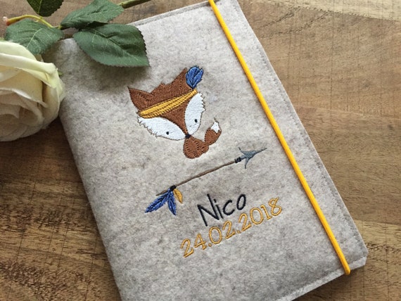 U-book cover made of wool felt - little fox, U-book cover, felt cover for examination booklet, cover U-book