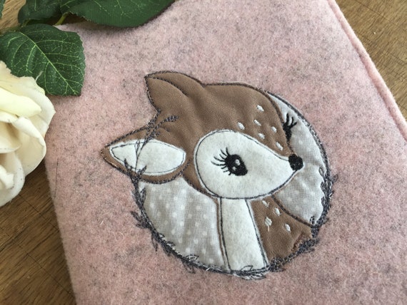 U Notebook Cover Felt - cute deer - felt cover in delicate rose, grey
