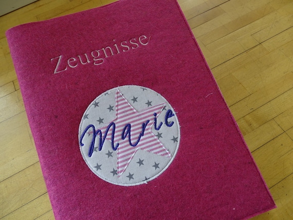 Certificate folder / folder with name - wool felt