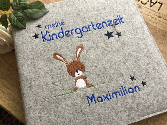 personalized photo album - Kindergarten time - Rabbit - 100% wool felt, felt cover with name