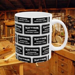 MATTISON LATHE LOGO [Vintage Industrial Ceramic Mug, Retro Coffee Cup, Retro Drinkware]