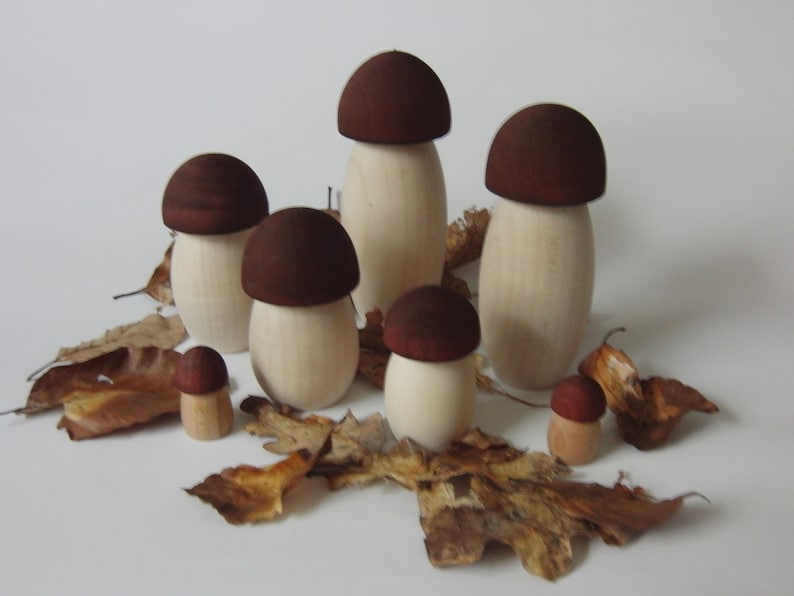 Porcini mushrooms decorative mushrooms made of wood image 1