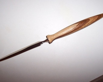 Twisted letter opener made of Zebrano wood