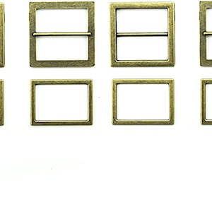 Model 3-1, 4 Sets of Antique Gold Tone 2-Part Metal Buckle for Shoes, Belts, Bags - Fits Straps up to 30 mm