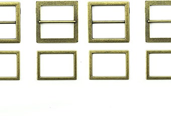 Model 3-1, 4 Sets of Antique Gold Tone 2-Part Metal Buckle for Shoes, Belts, Bags - Fits Straps up to 30 mm