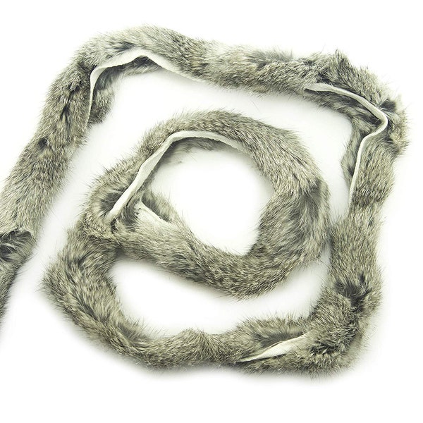 Pepper Grey Rabbit Fur Piping Trim for Garment Edging, Coats, Hoods, Cushions & Soft Furnishings 4cmW - Per Metre