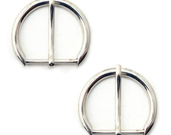 No.7786 Set of 2 Large Silver Tone Metal Buckles for Belts, Bags etc.  - 48 x 40 mm. Fits 30 mm Strap