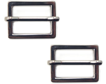 No.3273 Set of 2  Gunmetal Tone Metal Buckles, Sliders for Belts, Bags etc. - 32 x 29 mm. Fits 25 mm Strap