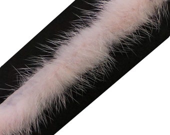 Thin Baby Pink Mink Fur Piping Trim for Garment Edging, Coats, Hoods, Cushions & Soft Furnishings 2cmW - Per Metre