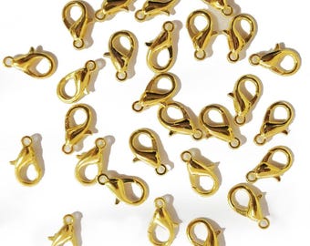 Gold-Plated Lobster Claw Clasps 15 mm - pack of 30 (507-2)