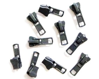 Zip Pulls AUTOMATIC Head Slider No3 GREY - Pack of 10