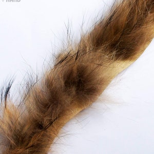 Decorative Real Fox Fur Edge Sew In Pipe Trim appx 65cm - Assorted Colours (BRP03 Brindle Brown)