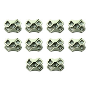 T245 Set of 10 Silver Grey Metal Hoodie Cord Locks Toggles - Hole Diameter 5 mm