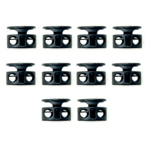 T5135 Set of 10 Black Metal Round Hoodie Cord Locks Toggles - Hole Diameter 5 mm