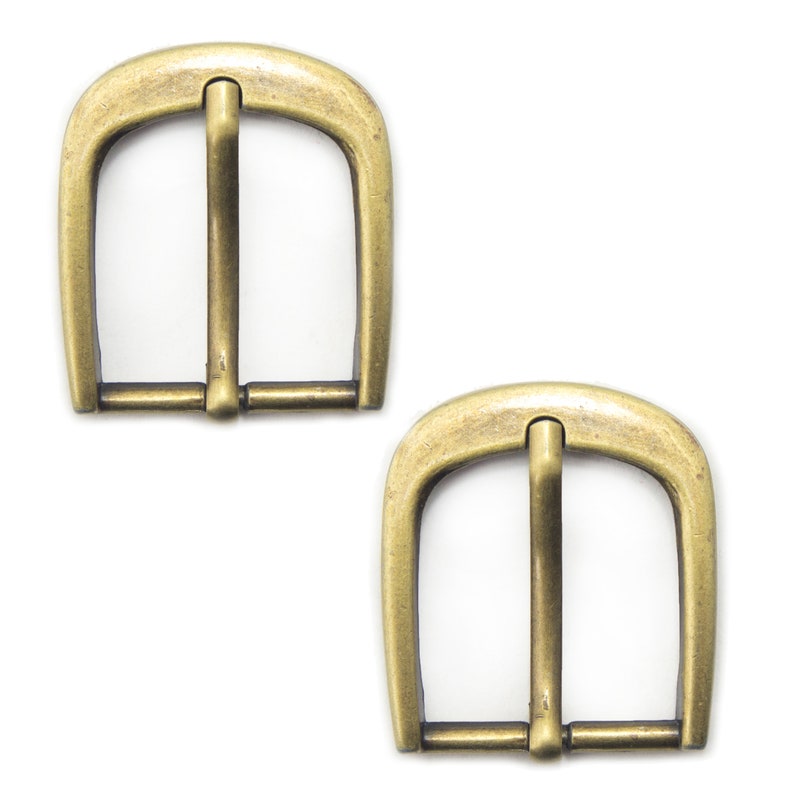 No.6616 Set of 2 Antique Brass Tone Buckles for Belts, Bags, etc. 37 x 34 mm. Fits 25 mm Strap image 1