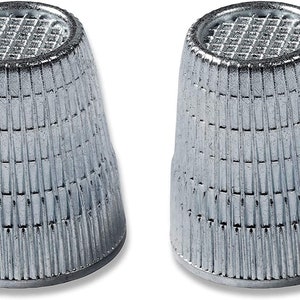 Slip-Stop Silver Finger Tip Thimbles Zinc die-cast Diameter 16.5mm, Pack of 2