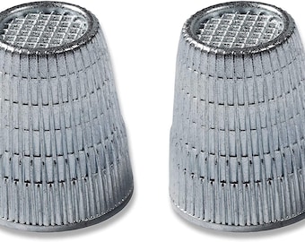 Dedales con punta de dedo Slip-Stop plateados, zinc fundido a presión, diámetro 18 mm, paquete de 2