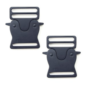 E1299 Set of 2 Matte Black Metal Quick Release Buckles 48 x 35 mm - Up to 28 mm Strap