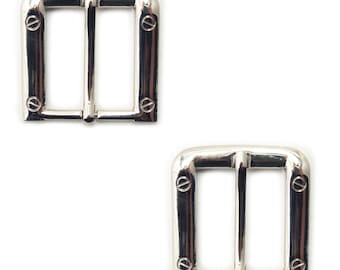 No 8657 Set of 2 Large Square Silver Tone Buckles for Belts, Bags etc. - 47 x 47 mm. Fits 30 mm Strap