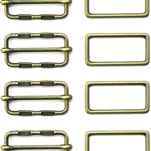 Model 3-5, 4 Pcs Antique Gold Tone 2-Part Metal Buckle for Shoes, Belts, Bags - Fits Straps up to 35 mm