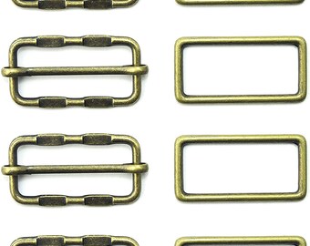 Model 3-5, 4 Pcs Antique Gold Tone 2-Part Metal Buckle for Shoes, Belts, Bags - Fits Straps up to 35 mm