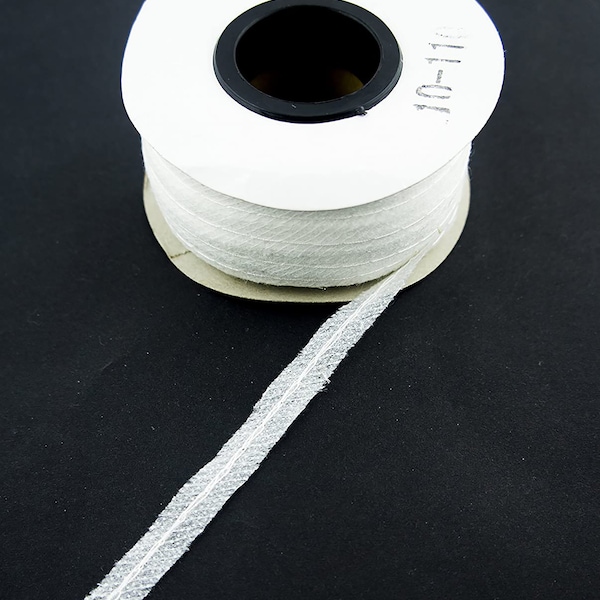 10-110 Single-Side Fabric Fusible Bias Tape with Middle Stitching - 100 Yards (91.4 Metres) Long x 10 mm Wide