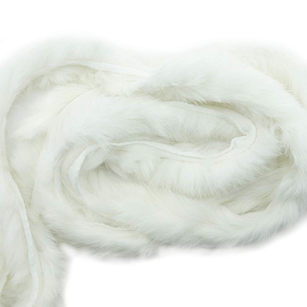 White Rabbit Fur Piping Trim for Garment Edging, Coats, Hoods, Cushions & Soft Furnishings 4cmW - Per Metre