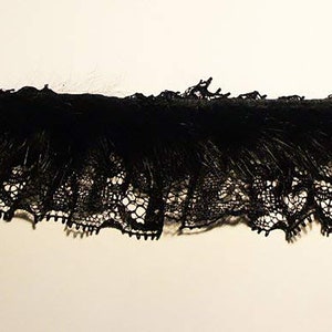 Decorative Black Rabbit Fur Lace Elastic Trim - 5 Meters - T17