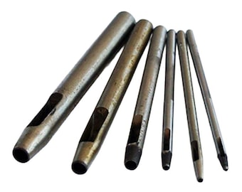 Set of 6 Leather Craft DIY Eyelet Hollow Hole Punch - sizes 1, 1.5, 2, 4, 5, 6 mm