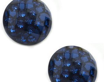 No.040 Boutons en cristal de mode luxueux bleu nuit 20 mm de diamètre - Lot de 2